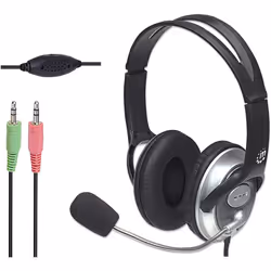 Manhattan Stereo Over-Ear Headset (3.5mm) (Clearance Pricing), Microphone Boom (padded), Adjustable Steel Headband, In-Line Volume Control, Ear Cushions, Std 2x 3.5mm stereo jack/plug for audio/mic use, cable 2.5m, 3 Year Warranty - Additional view 4