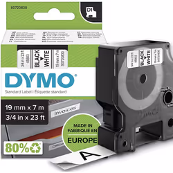 DYMO D1 Labels, Black Print on White, 19mm x 7m, Self-Adhesive Labels for LabelManager Label Printers, Authentic