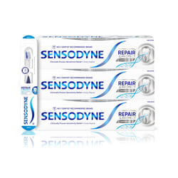 Toothpaste Repair and Protect, Teeth Whitening and Protect, Teeth WhiteningToothpaste Multipack withSensodyne Toothbrush, 3 x75ml