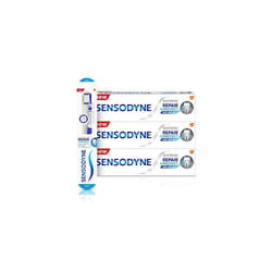 Sensodyne Sensitive Teeth Regime Kit with 3 Whitening Toothpaste and 1 Repair and Protect Soft Toothbrush, 4 Count (Pack of 1)