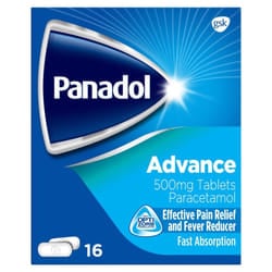 Panadol Advance 16s Tablets Paracetamol 16g (Pack of 12)