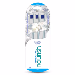 Sensodyne Toothbrush Nourish Healthy White Multipack, Gentle on Sensitive Teeth, 3 pack