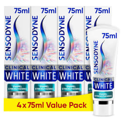Toothpaste Clinical White, Teeth Whitening Toothpaste for Sensitive Teeth, Enamel Strengthening, Extra Fresh, Multipack 4 x 75ml