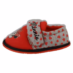 ) Girls Disney Hook & Loop Slippers Minnie Mouse Boarder - UK 11 Child, Red/Grey (Red