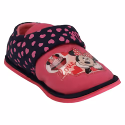) Girls Disney Hook & Loop Slippers Minnie Mouse Boarder - UK 12 Child, Pink/Navy (Pink