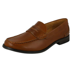 ) Mens Maverick Formal Loafer Style Shoes - UK 9, Tan (Brown