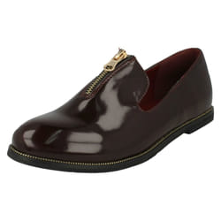 ) Ladies Down To Earth Zip Detail Loafer - UK 7, Burgundy (Red