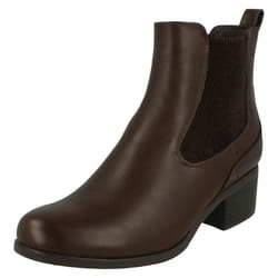) Ladies Down To Earth Chelsea Boots - UK 4, Dark Brown (Brown