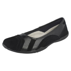 Ladies Down To Earth Flat Ballerina Shoes - UK 7, Black