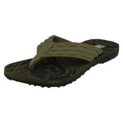 ) Mens Down To Earth Toe Post Flip Flops - UK 7, Olive (Green