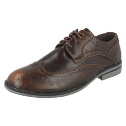 ) Mens Maverick Lace Up Brogue Shoe - UK 10, Dark Brown (Brown