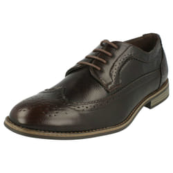 ) Mens Maverick Lace Up Brogue Shoes - UK 8, Burgundy (Red