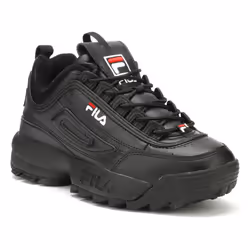 Fila Disruptor II Premium Womens Black / White / Fila Red Trainers - UK 4