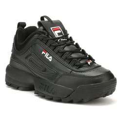 Fila Disruptor II Premium Womens Black / White / Fila Red Trainers - UK 4