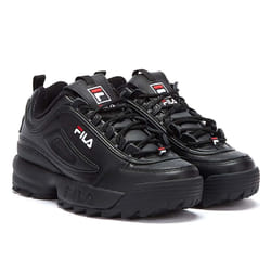 Fila Disruptor II Premium Womens Black / White / Fila Red Trainers - UK 10