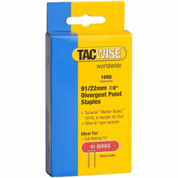 Tacwise 0288 91/22 mm Divergent Point Narrow Crown Staples - Box of 1,000