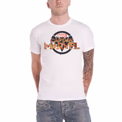 Captain Marvel T Shirt Crest Logo new Official Marvel Comics Mens White - XXL, White