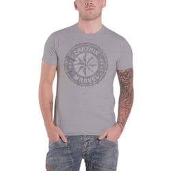Captain Marvel T Shirt Distressed Circle Logo Official Marvel Comics Mens Grey - XL, Grey