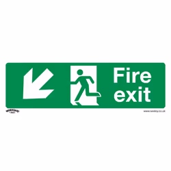 Sealey Worksafe® Fire Exit (Down Left) Safety Sign, Rigid Plastic - Pack of 10 SS34P10