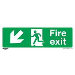 Sealey Worksafe&reg; Fire Exit (Down Left) Safety Sign, Rigid Plastic - Pack of 10 SS34P10