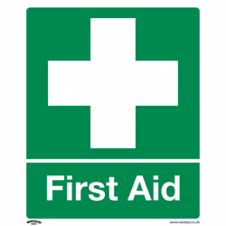 Sealey Worksafe&reg; First Aid Safety Sign, Self-Adhesive Vinyl - Pack of 10 SS26V10