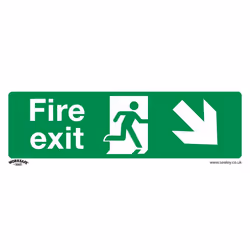 Sealey Worksafe® Fire Exit (Down Right) Safety Sign, Rigid Plastic - Pack of 10 SS36P10