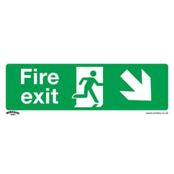 Sealey Worksafe&reg; Fire Exit (Down Right) Safety Sign, Rigid Plastic - Pack of 10 SS36P10