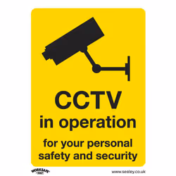 Sealey Worksafe® CCTV Safety Sign, Rigid Plastic - Pack of 10 SS40P10
