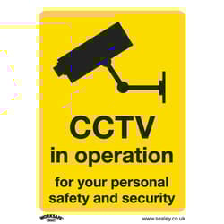 Sealey Worksafe&reg; CCTV Safety Sign, Rigid Plastic - Pack of 10 SS40P10
