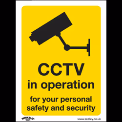 Warning Safety Sign - CCTV - Self-Adhesive Vinyl - Pack of 10