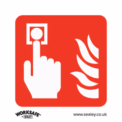 Sealey Worksafe&reg; Fire Alarm Symbol Safety Sign, Self-Adhesive Vinyl - Pack of 10 SS31V10