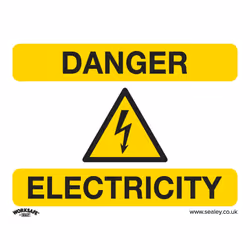 Sealey Worksafe&reg; Danger Electricity Safety Sign, Self-Adhesive Vinyl - Pack of 10 SS41V10