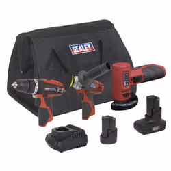 Sealey 3 x SV12 Series Cordless Power Tool Combo Kit 12V - 2 Batteries CP1200COMBO7