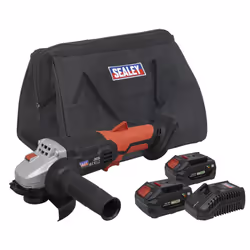 Sealey SV20 Series 115mm Cordless Angle Grinder Kit 20V 4Ah - 2 Batteries CP20VAGBKIT