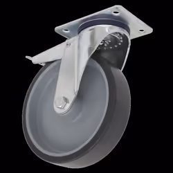Medium-Duty Thermoplastic Swivel Castor Wheel with Total Lock &#216;100mm - Trade