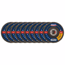 Sealey 115mm Aluminium Oxide Flap Discs Assorted Grit 22mm Bore - Pack of 10 FD115EMIX