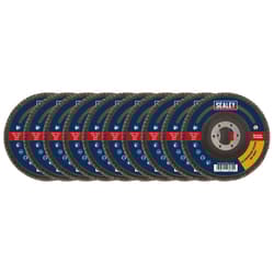 Sealey 115mm Aluminium Oxide Flap Discs Assorted Grit 22mm Bore - Pack of 10 FD115EMIX