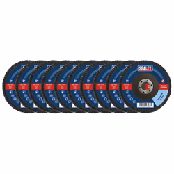 Sealey 115mm Zirconium Flap Discs Assorted Grit 22mm Bore - Pack of 10 FD115MIX