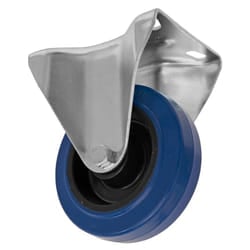 Sealey Heavy-Duty Blue Elastic Rubber Fixed Castor Wheel 100mm - Trade SCW3100FPEM