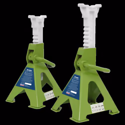 Axle Stands (Pair) 3 Tonne Capacity per Stand Ratchet Type - Hi-Vis Green