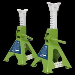 Axle Stands (Pair) 3 Tonne Capacity per Stand Ratchet Type - Hi-Vis Green