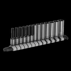 Socket Set Deep 13pc 1/4&quot;Sq Drive Metric - Black Series