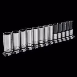 Socket Set 13pc 1/2"Sq Drive Deep Lock-On? 6pt Metric - Black Series