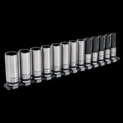 Socket Set 13pc 1/2&quot;Sq Drive Deep Lock-On? 6pt Metric - Black Series