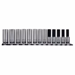 Socket Set 13pc 1/2&quot;Sq Drive Deep Lock-On? 6pt Metric - Black Series