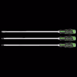Extra-Long Hammer-Thru Screwdriver Set Hi-Vis Green 450mm 3pc