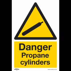 Warning Safety Sign - Danger Propane Cylinders - Rigid Plastic - Pack of 10