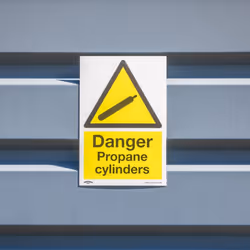Warning Safety Sign - Danger Propane Cylinders - Rigid Plastic - Pack of 10