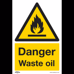 Warning Safety Sign - Danger Waste Oil - Rigid Plastic - Pack of 10