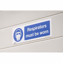 Mandatory Safety Sign - Respirators Must Be Worn - Self-Adhesive Vinyl - Pack of 10 - Additional view 4